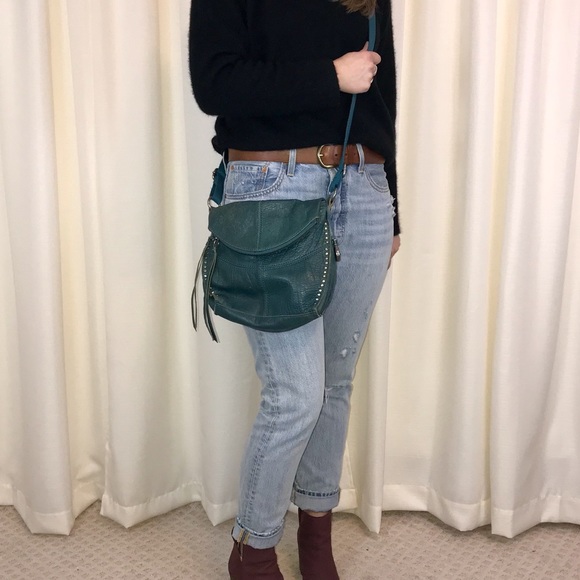 The Sak Teal Leather Crossbody Purse Medium Bag - Picture 2 of 8